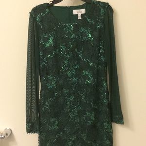 Green dress with sheer sleeves. Never worn.